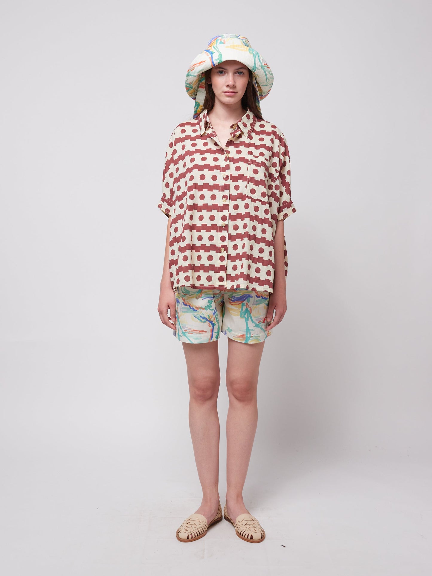 Geometric print oversize shirt