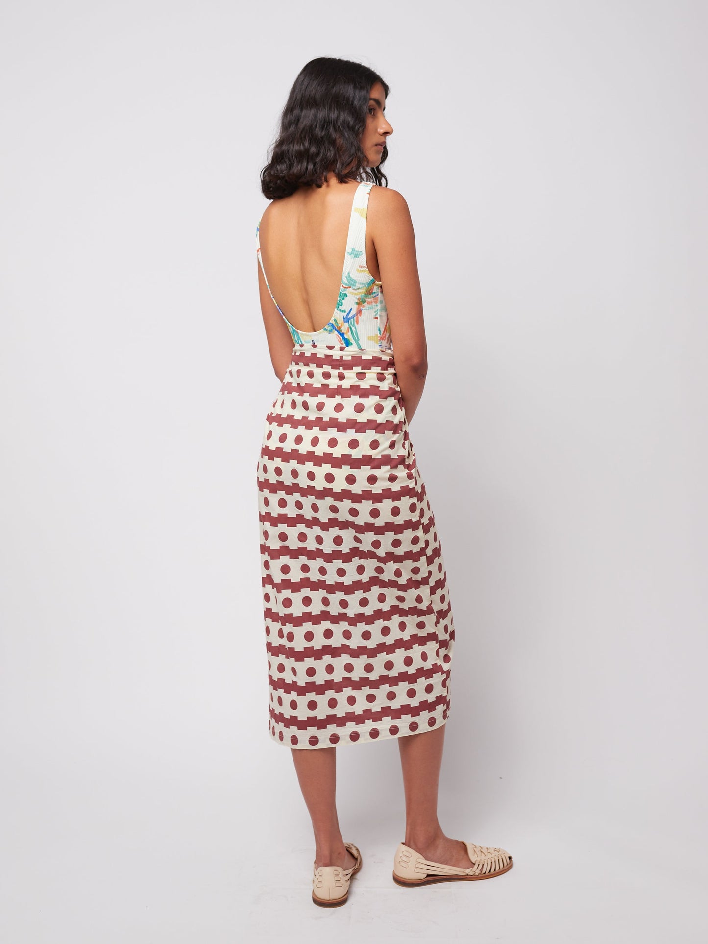 Geometric print wrap skirt