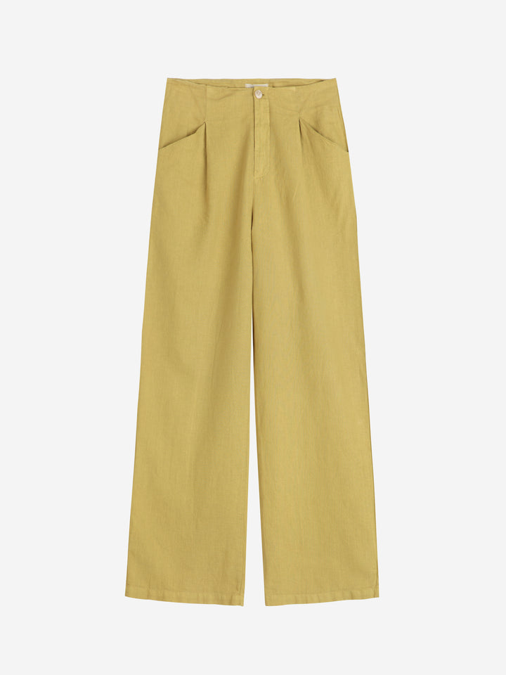 Linen blend pleated trousers