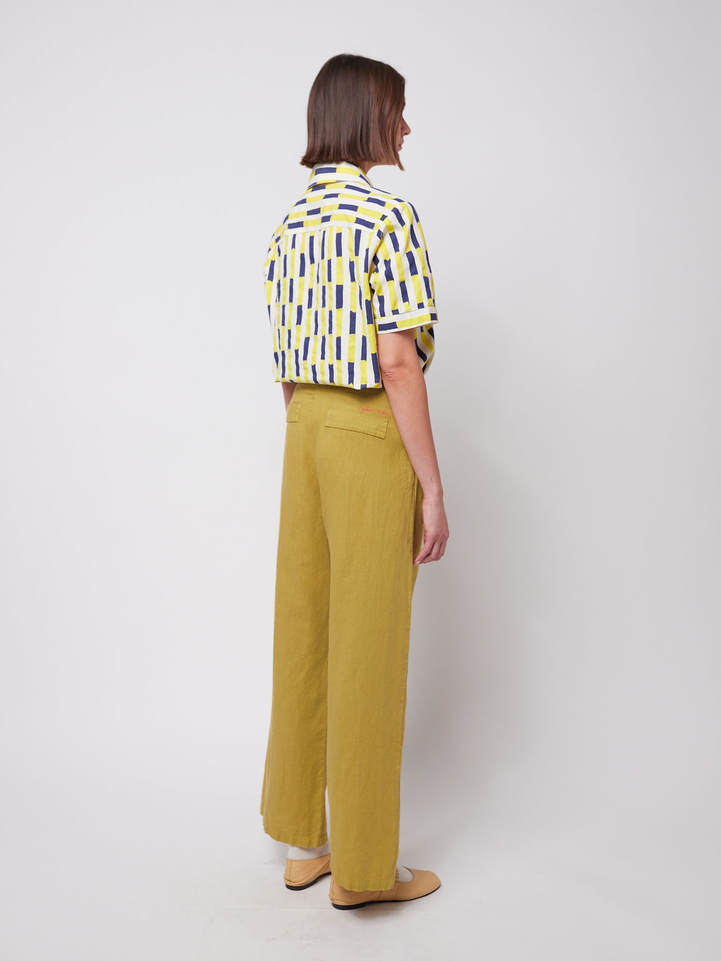 Linen blend pleated trousers