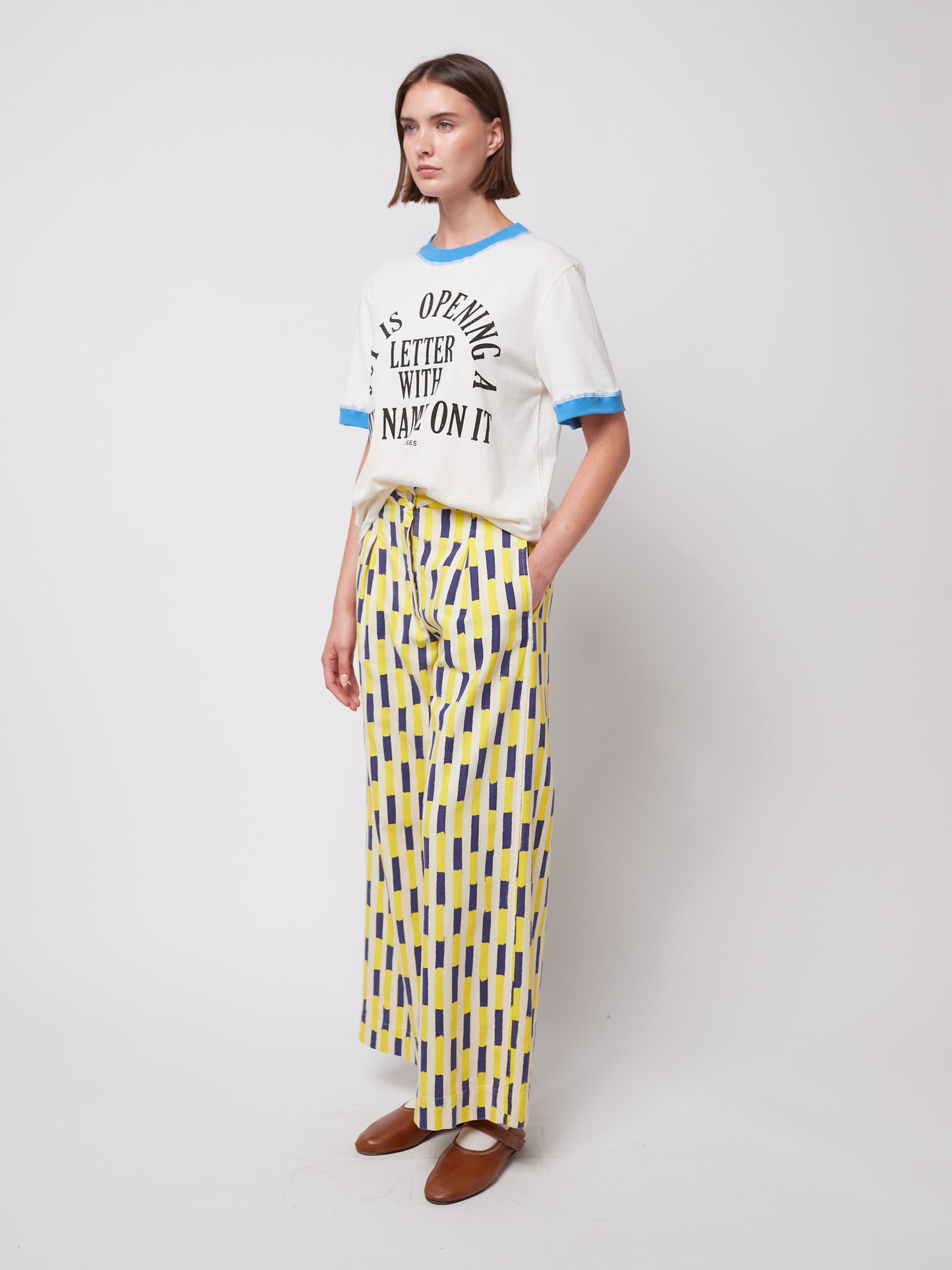 Brush strokes wide-leg pants