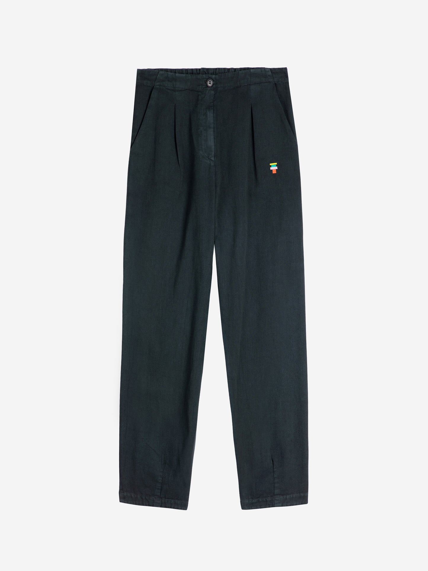 Pleated straight leg trousers