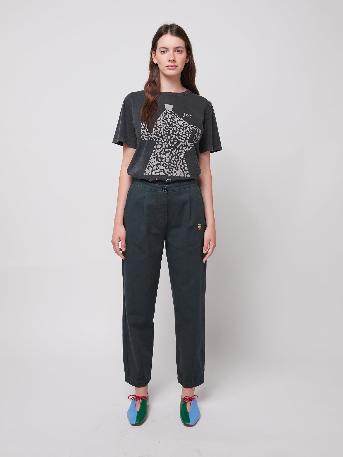 Pleated straight leg trousers