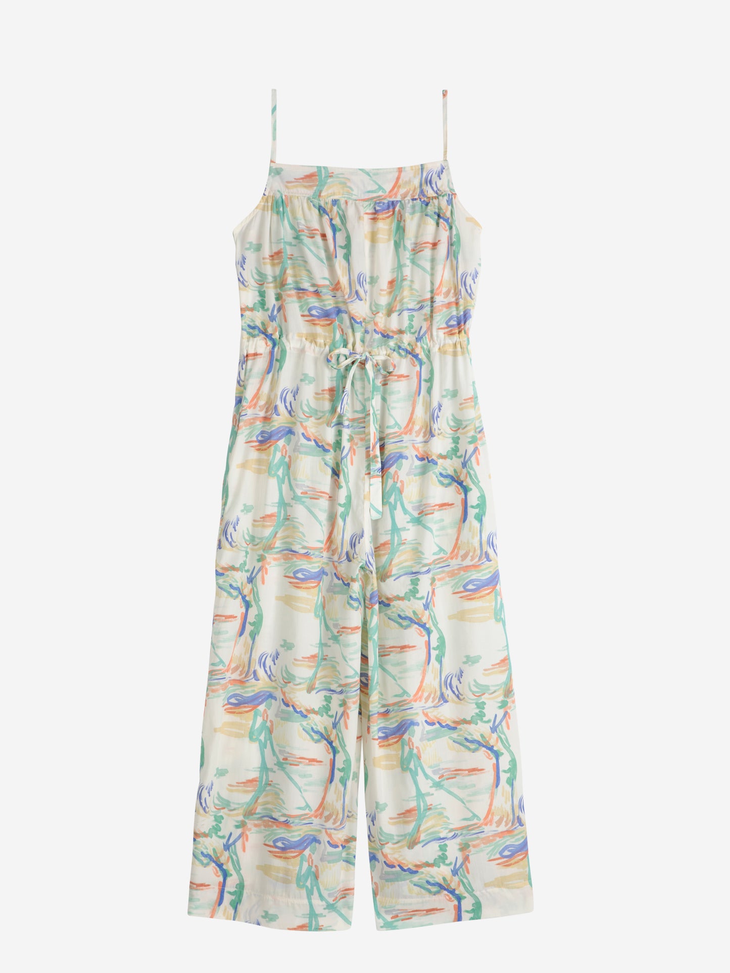 Landscape print wide-leg jumpsuit