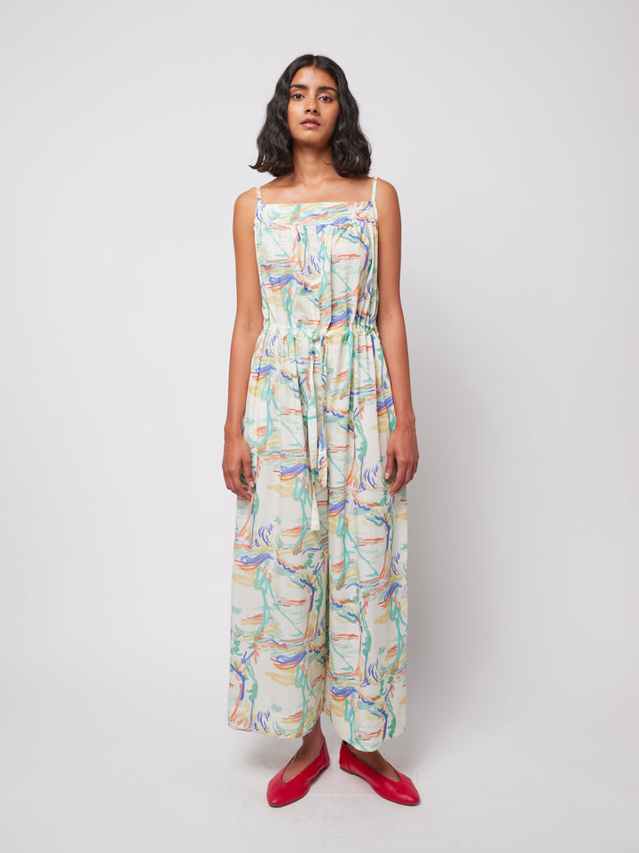 Landscape print wide-leg jumpsuit