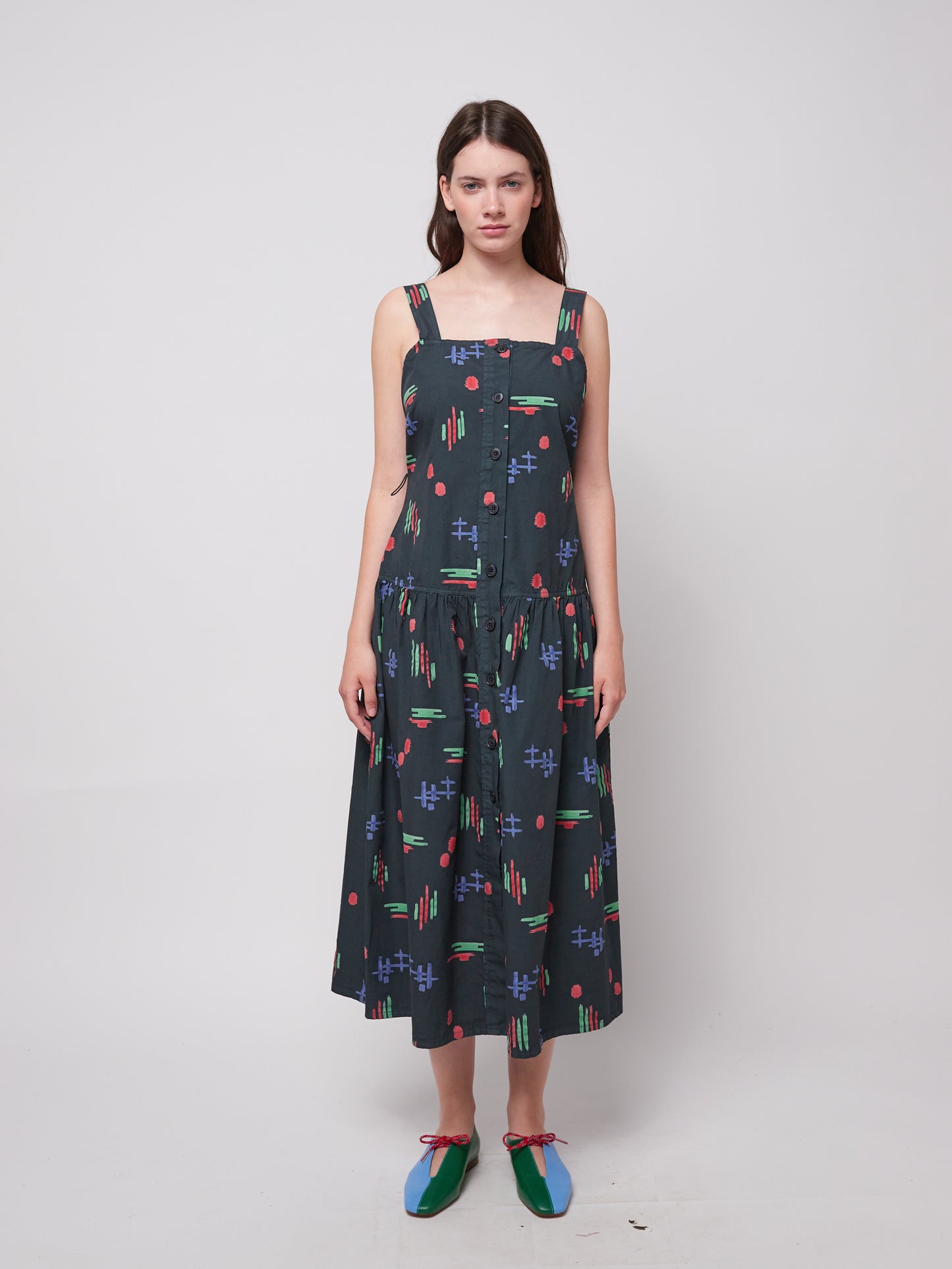 Multicolor print evas_ strap dress