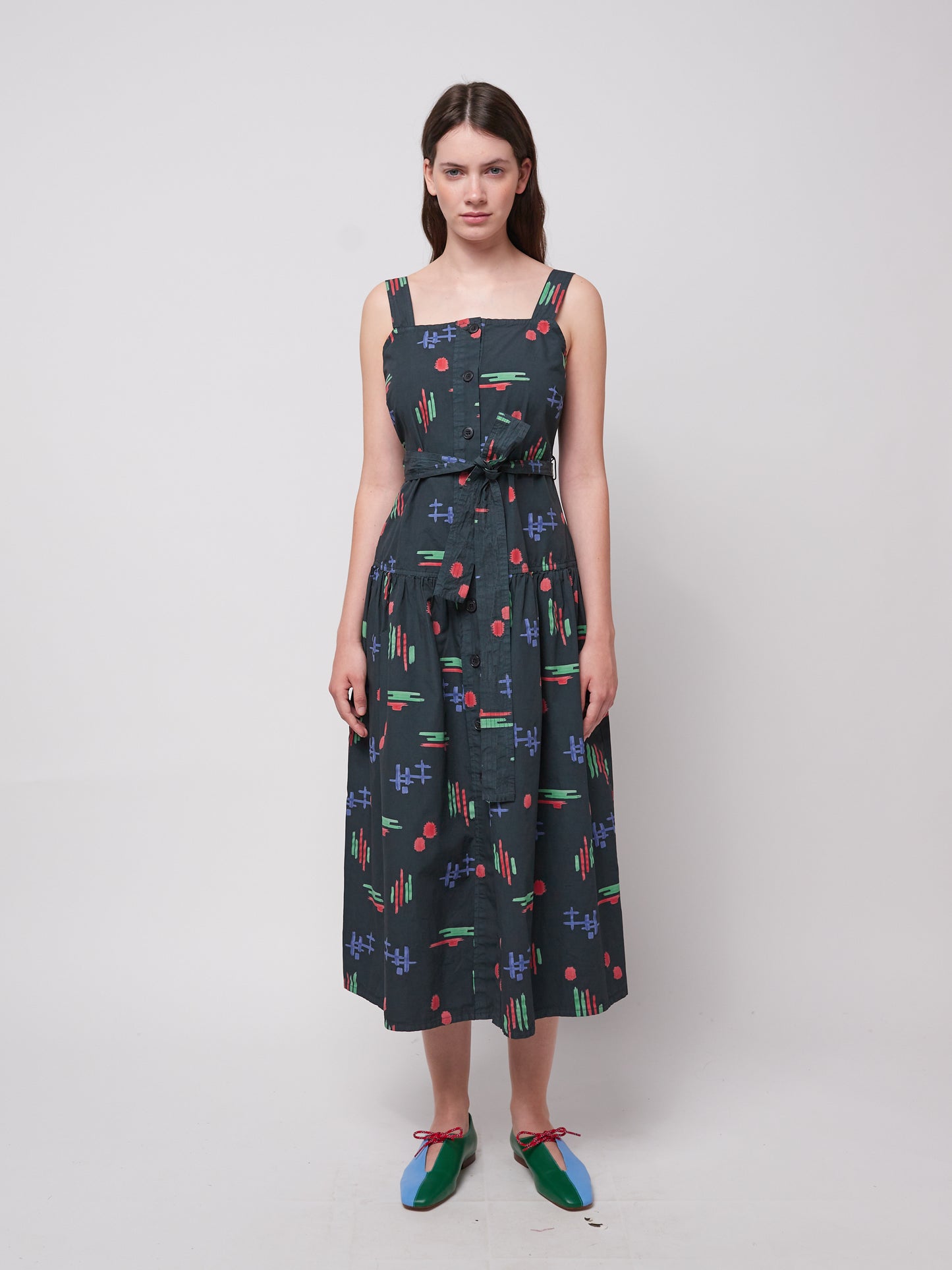 Multicolor print evas_ strap dress