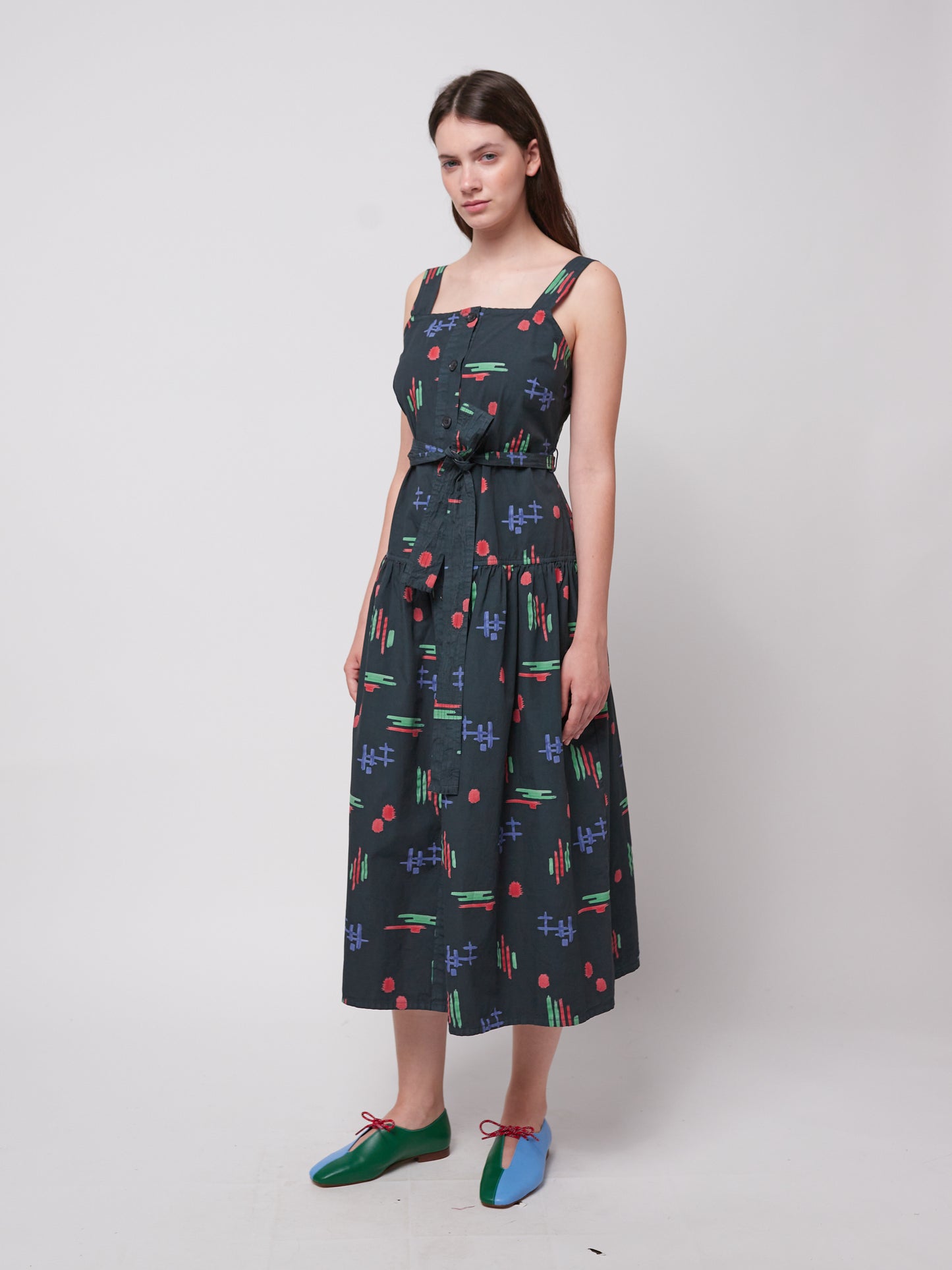 Multicolor print evas_ strap dress