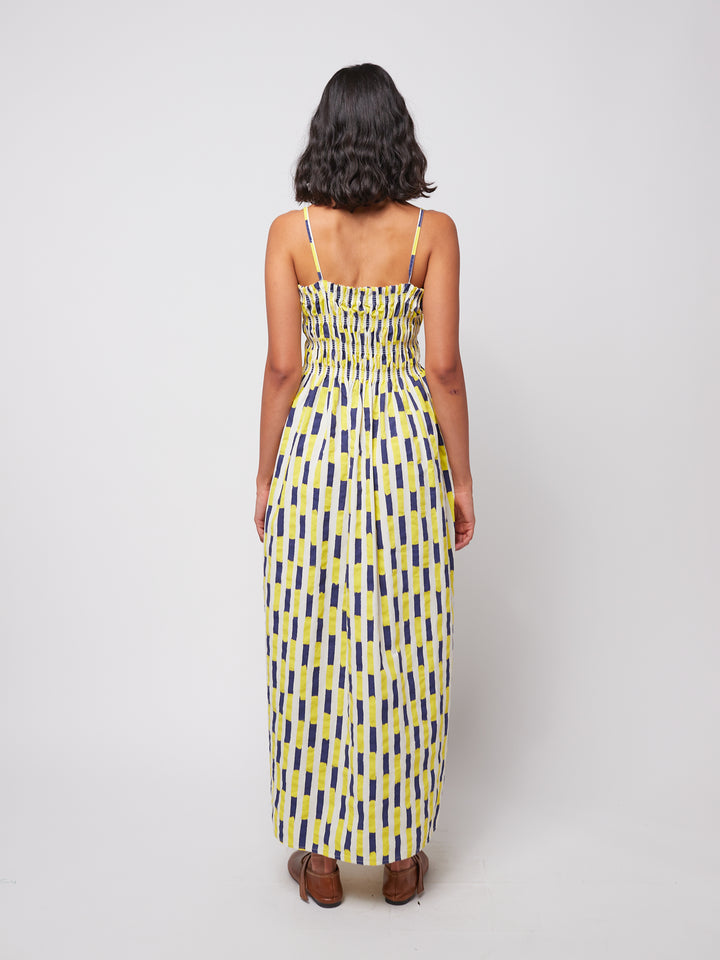 Brush strokes gathered bustier dress
