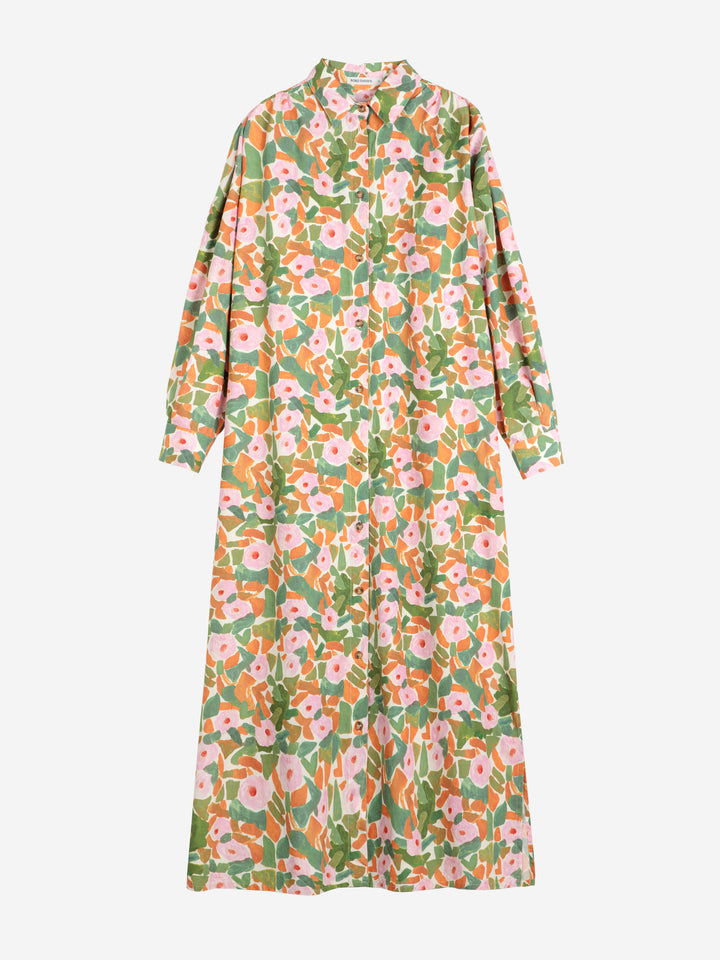 花柄シャツドレス