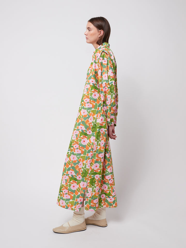 花柄シャツドレス