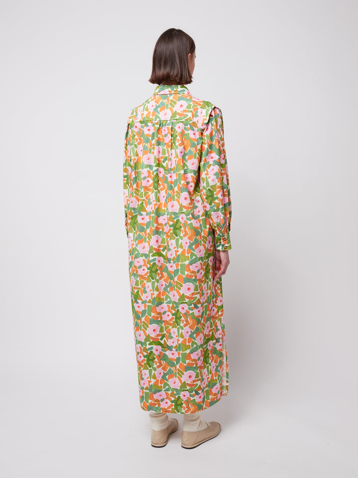 花柄シャツドレス