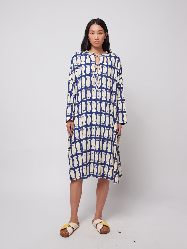 Lucky Fish print viscose tunic dress