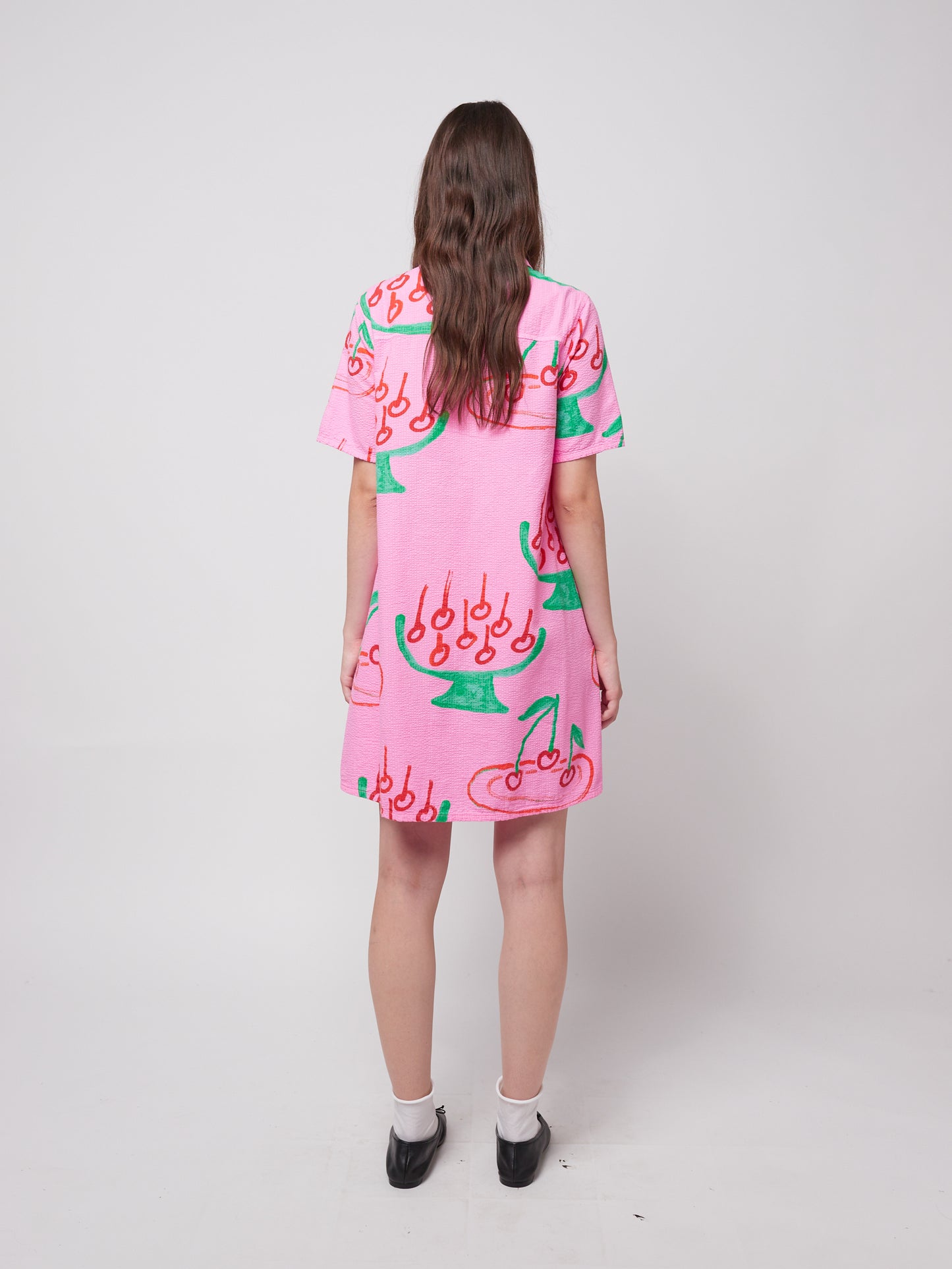 Cherry print mini shirt dress