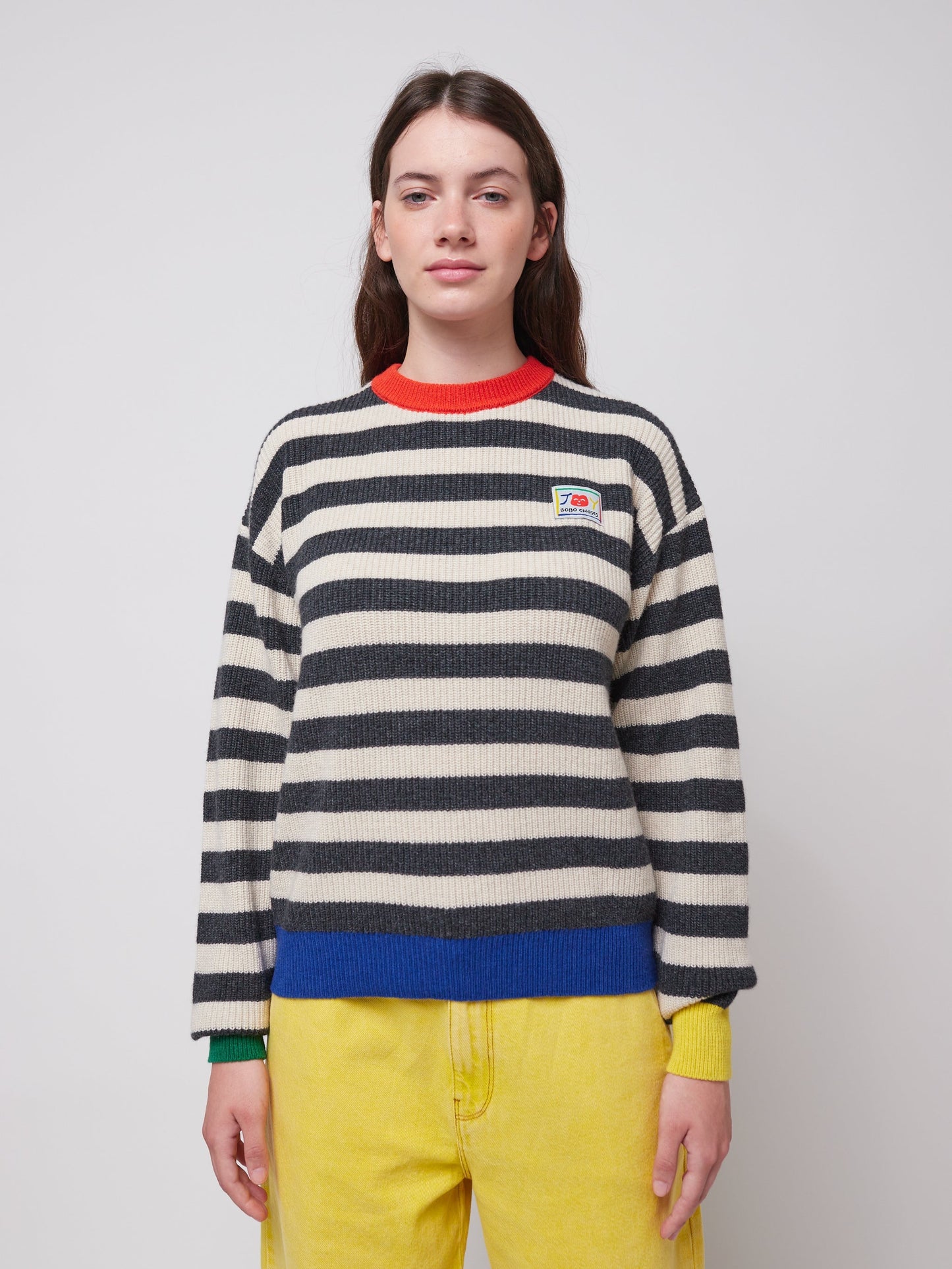 Striped wool blended jumper