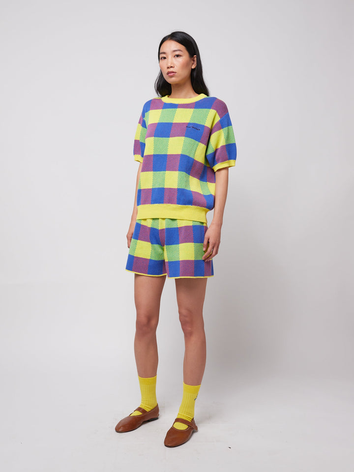 Vichy jacquard cotton jumper