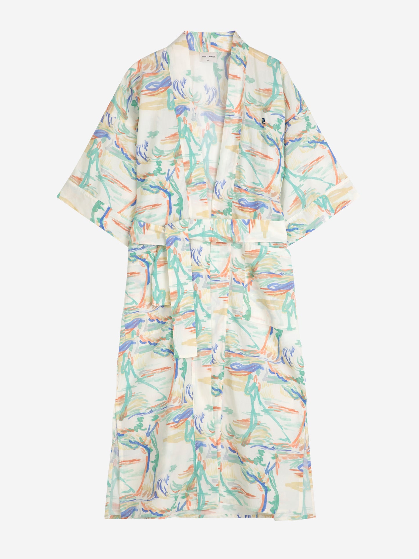 Spring landscape print kimono