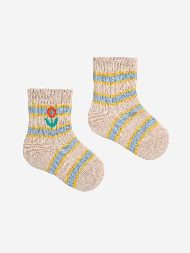 Flower Stripes short socks