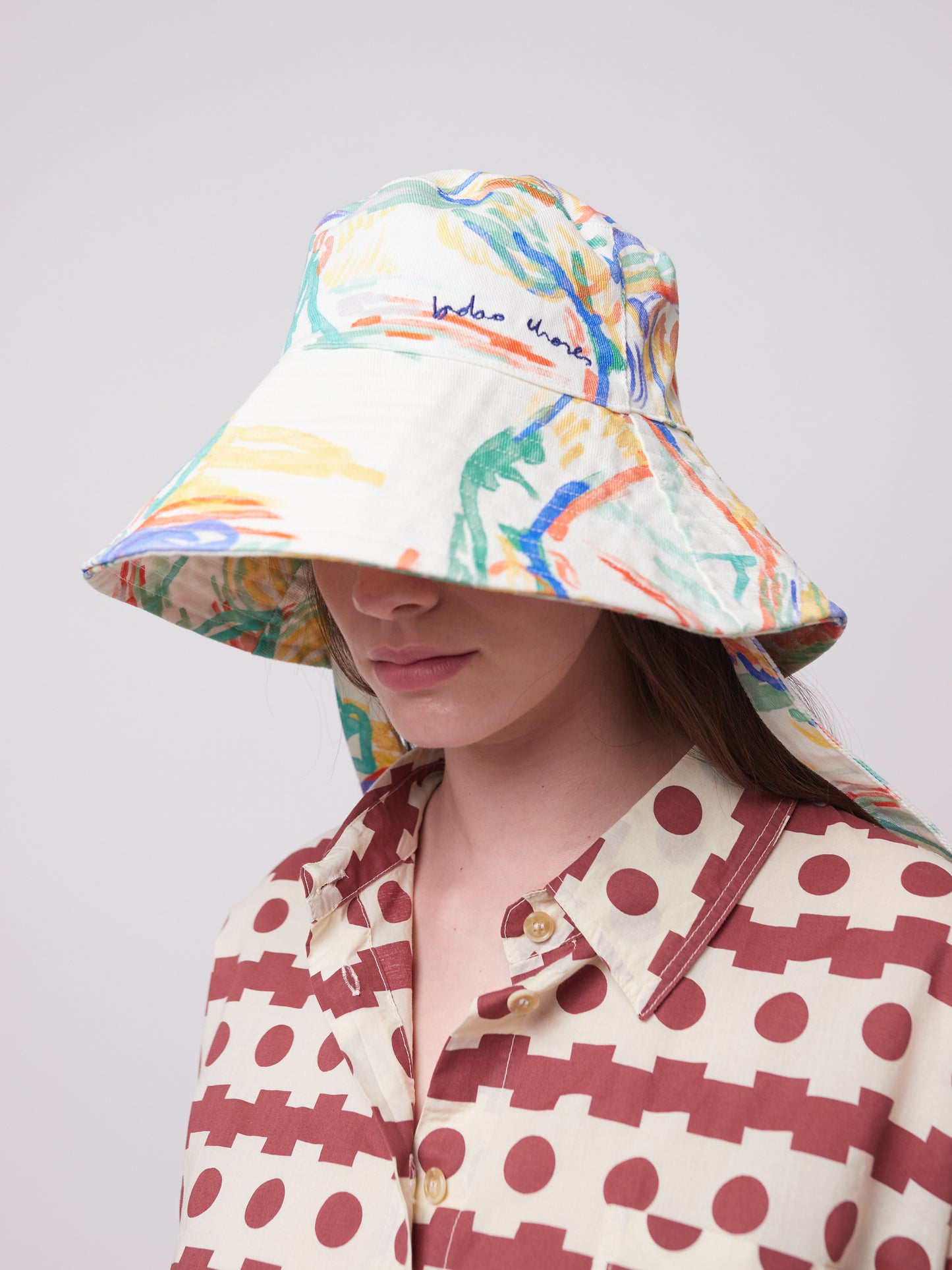 Landscape print canvas hat