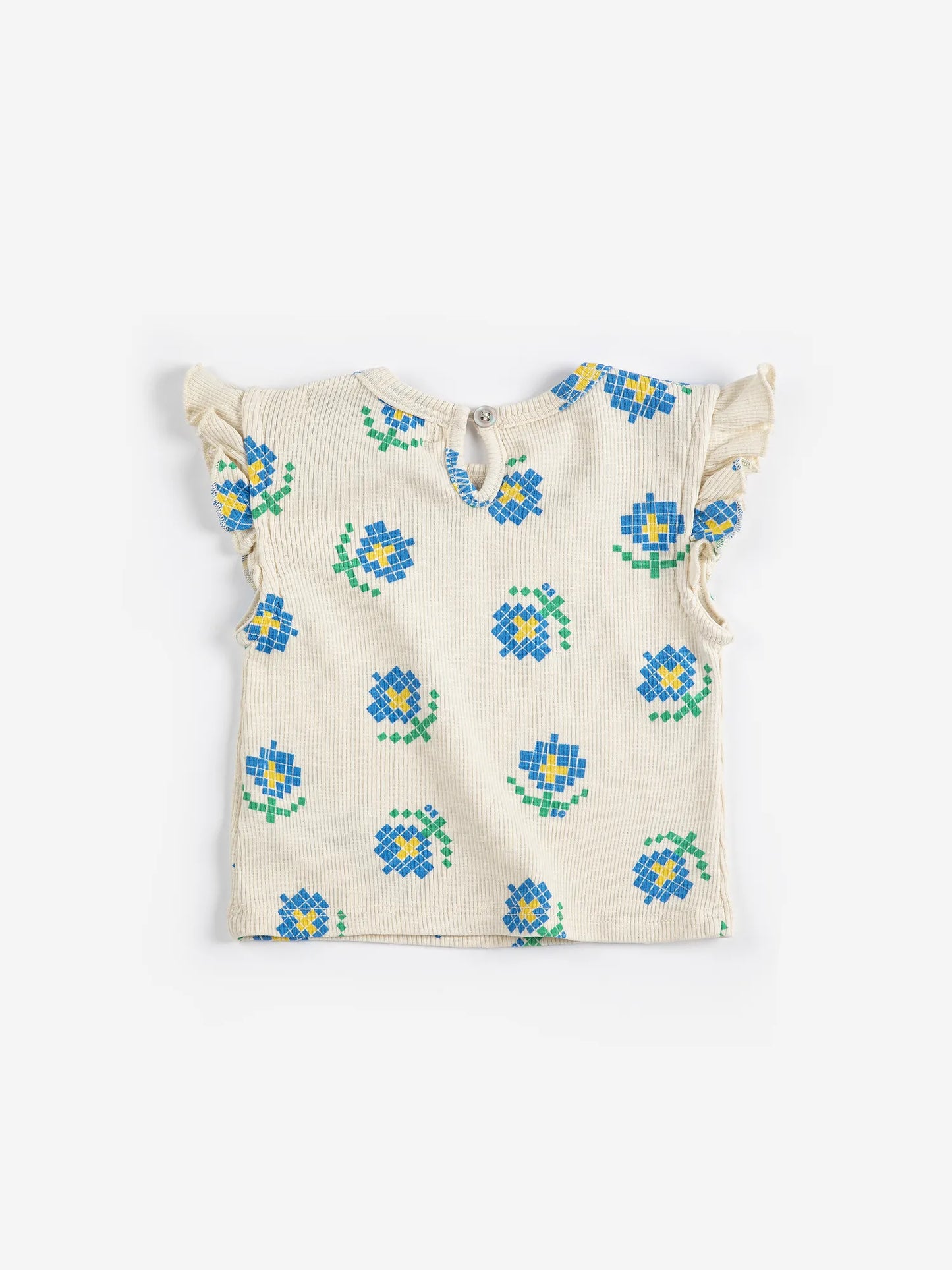 Pixel Flowers all over ruffled top