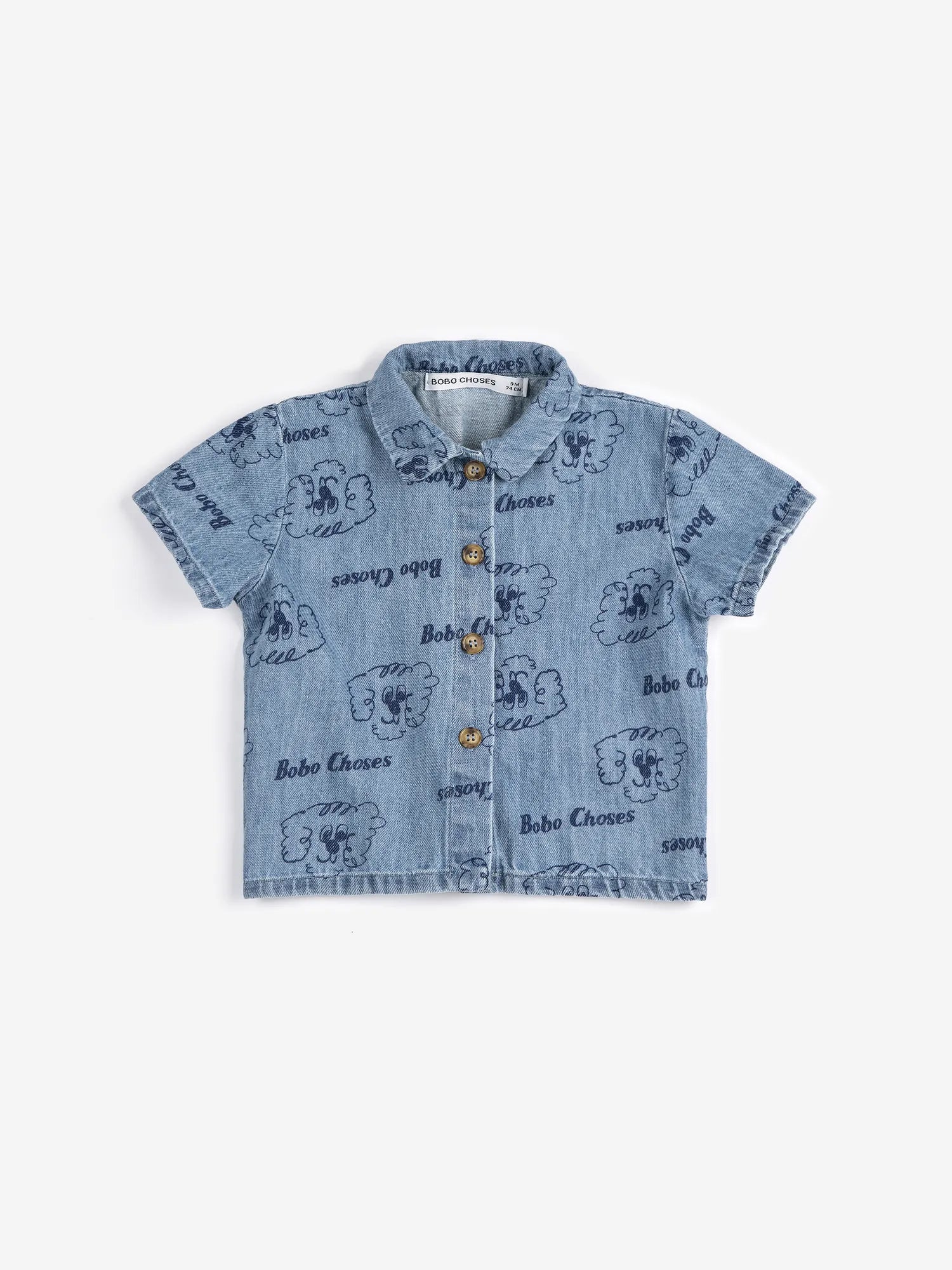 B126AB027 Pickles The Dog all over denim shirt | Bobo Choses