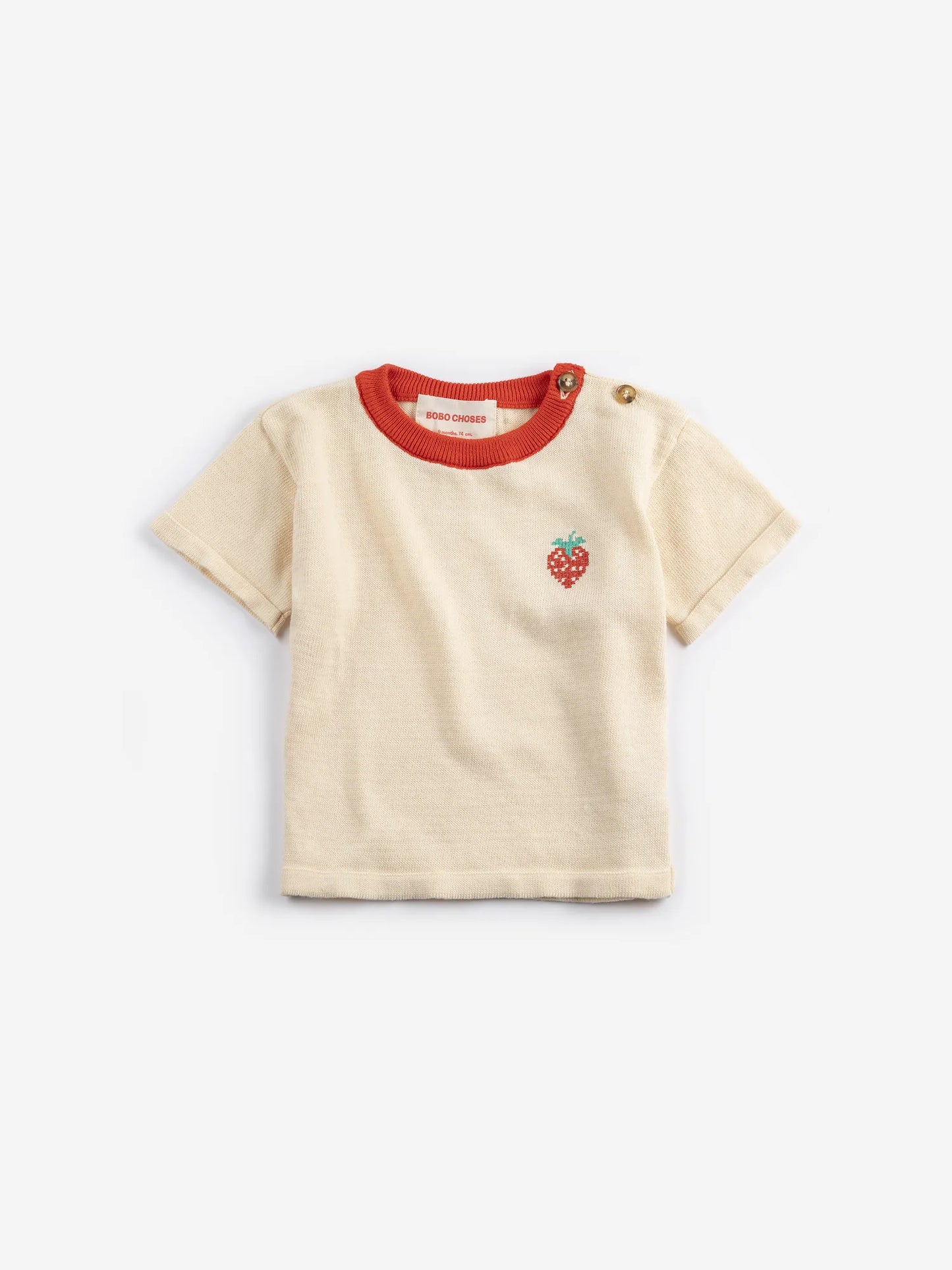 Pixel Strawberry knitted T-shirt