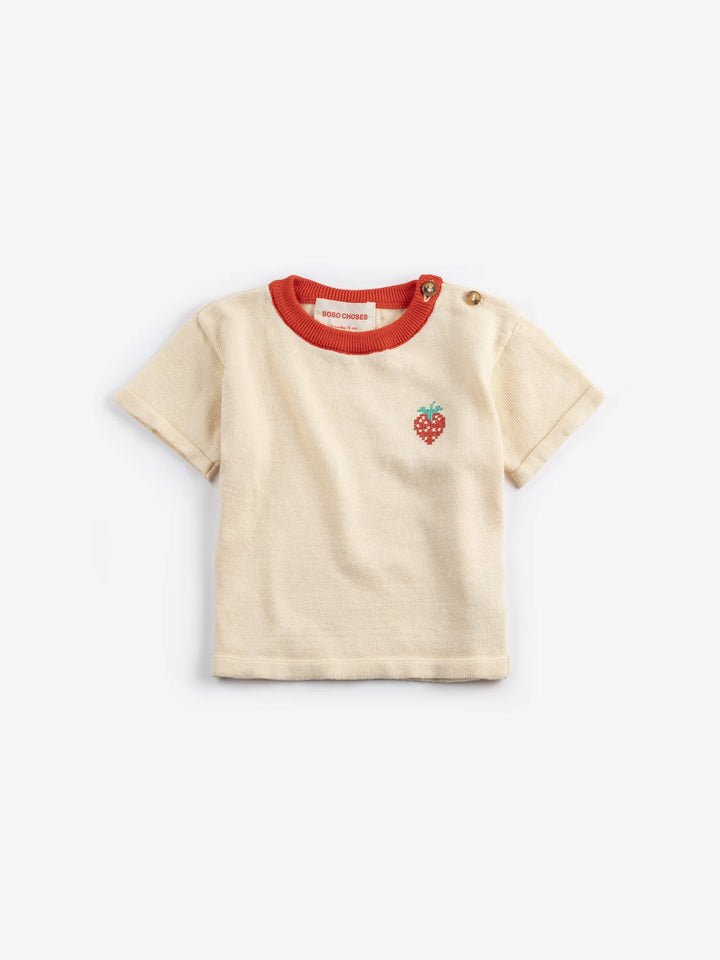 Pixel Strawberry knitted T-shirt