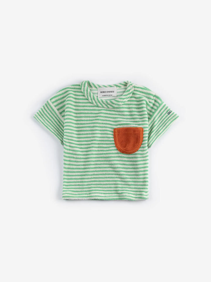 Green Stripes terry cloth Tshirt