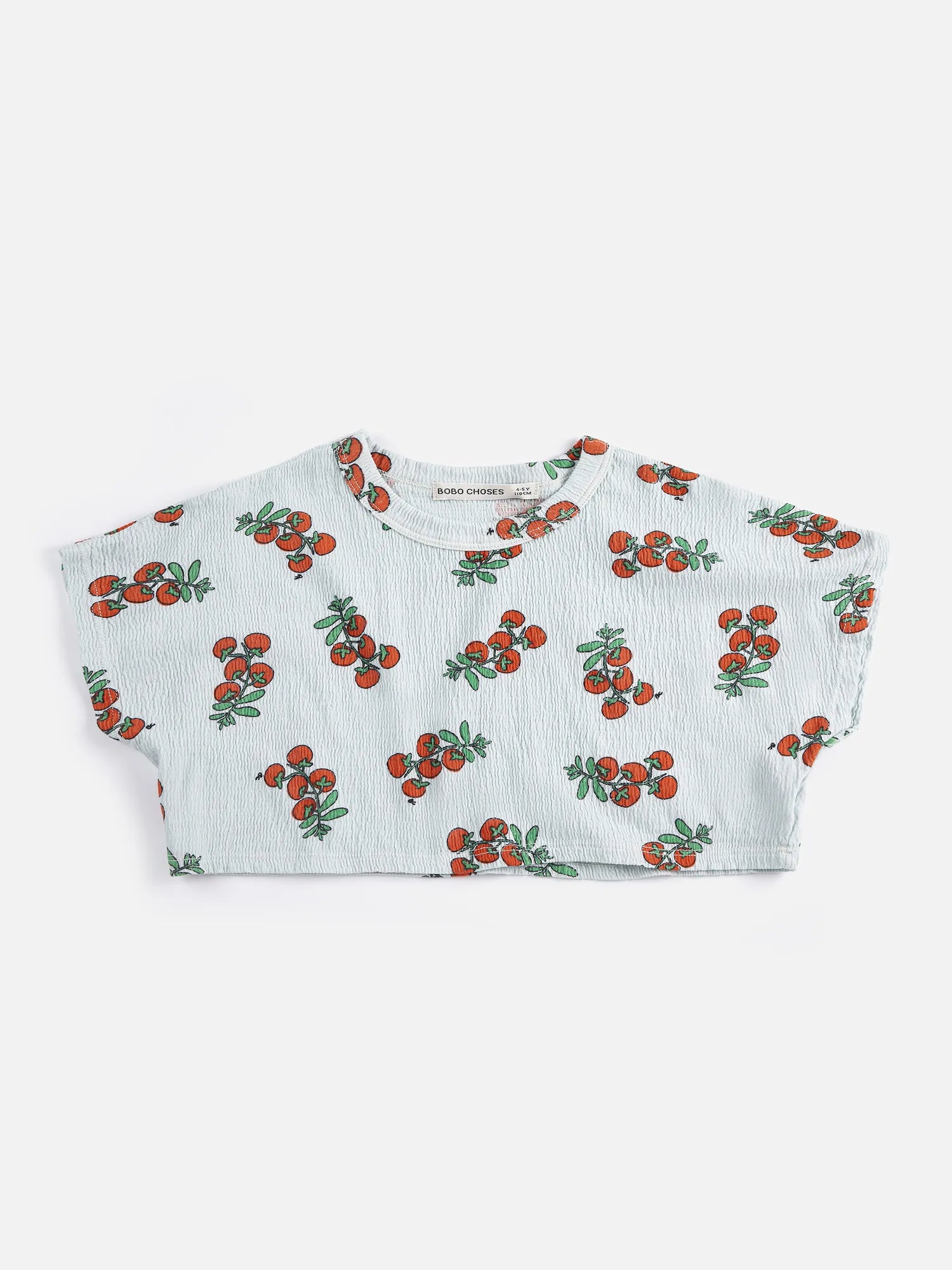 B126AC023 Juicy Tomatoes all over cropped T-shirt | Bobo Choses