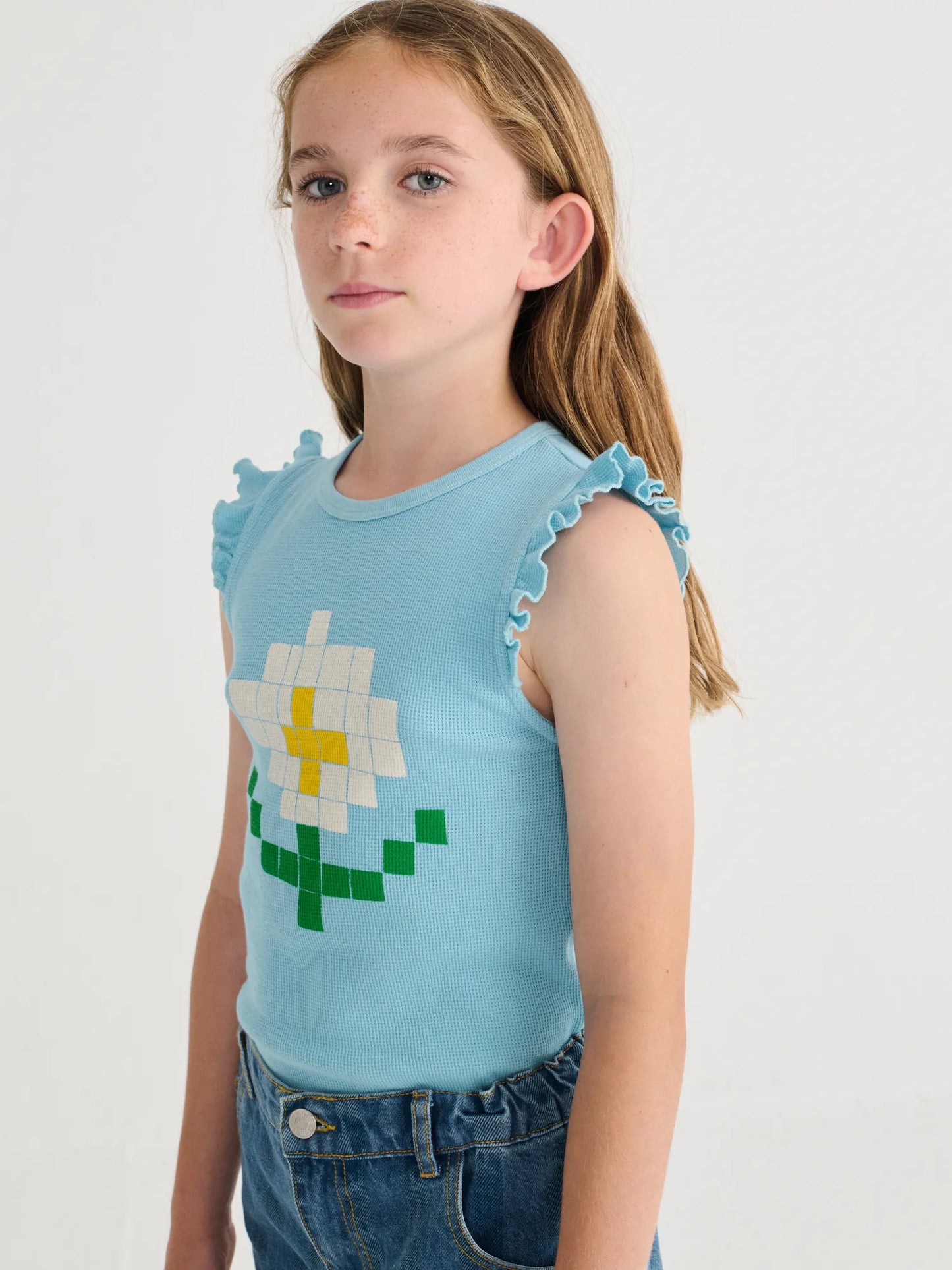 Pixel Daisy ruffled top