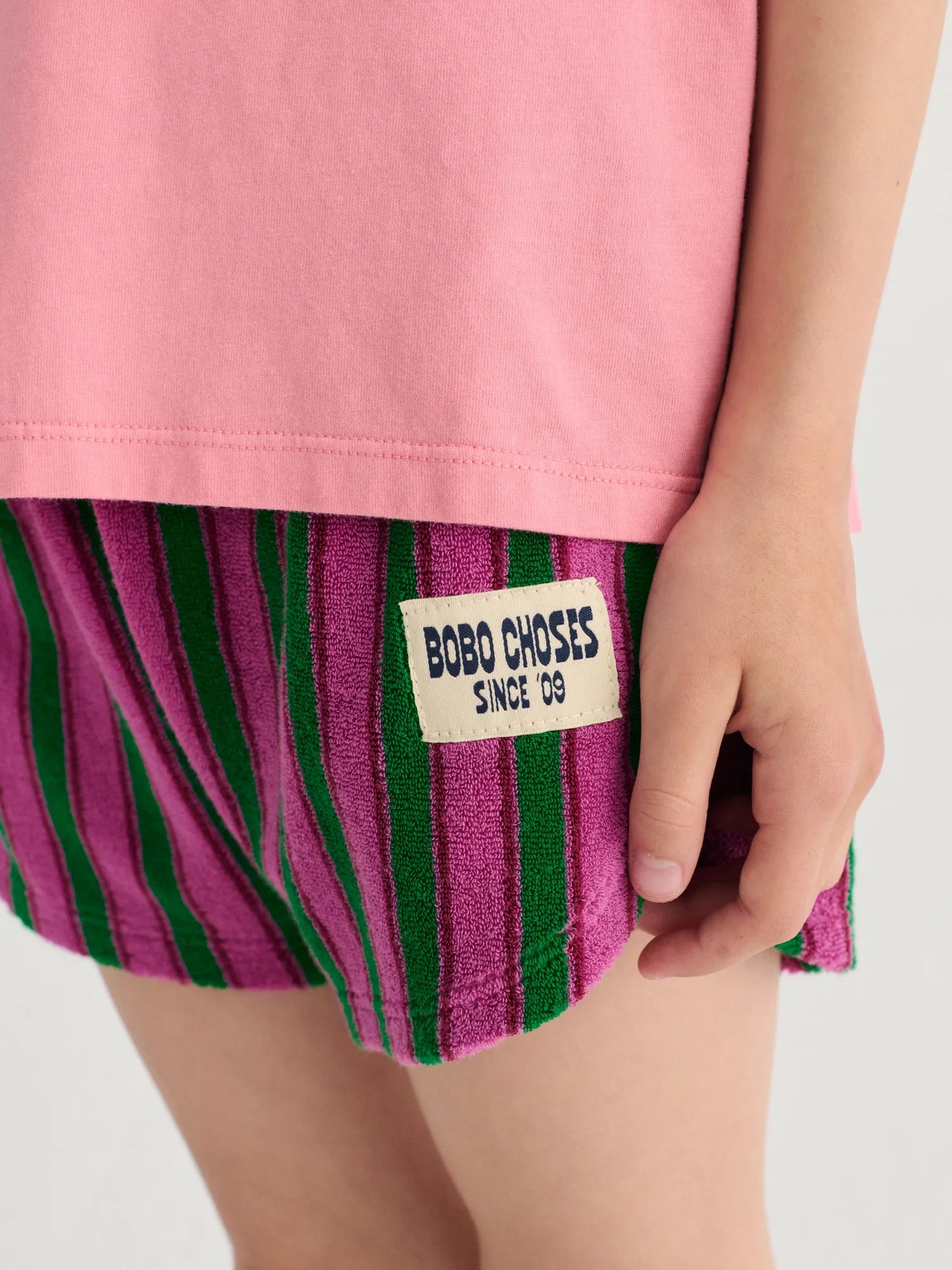 Striped terry cloth shorts