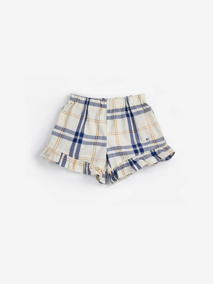 Fun Tartan ruffled woven shorts