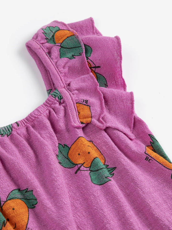 Tangerine all over ruffled dress