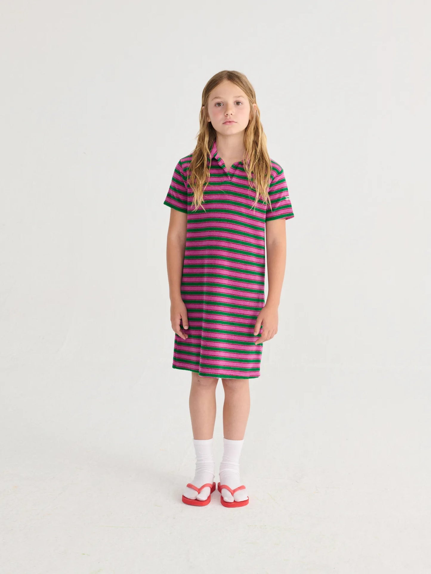 Striped terry cloth polo dress