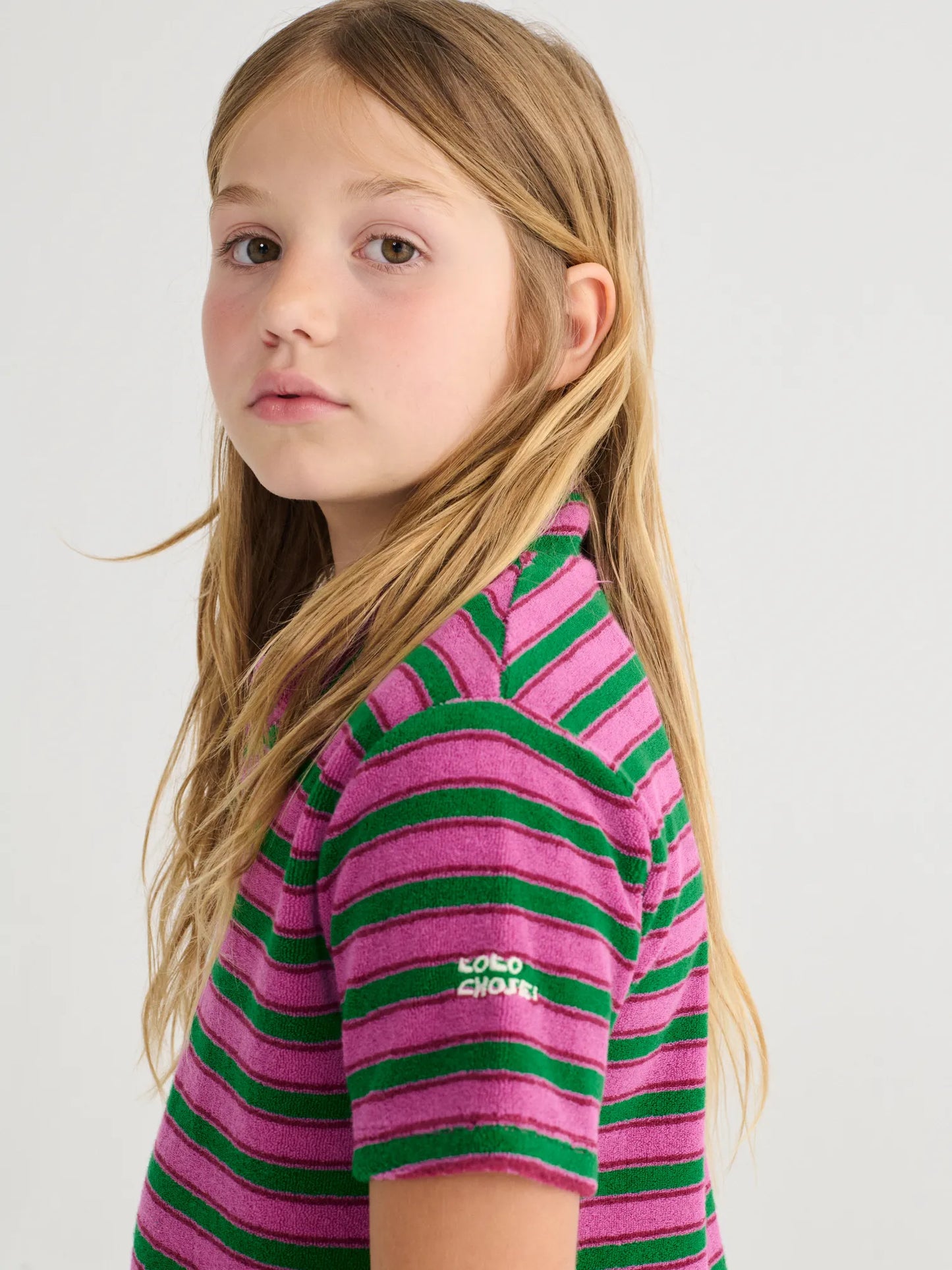 Striped terry cloth polo dress