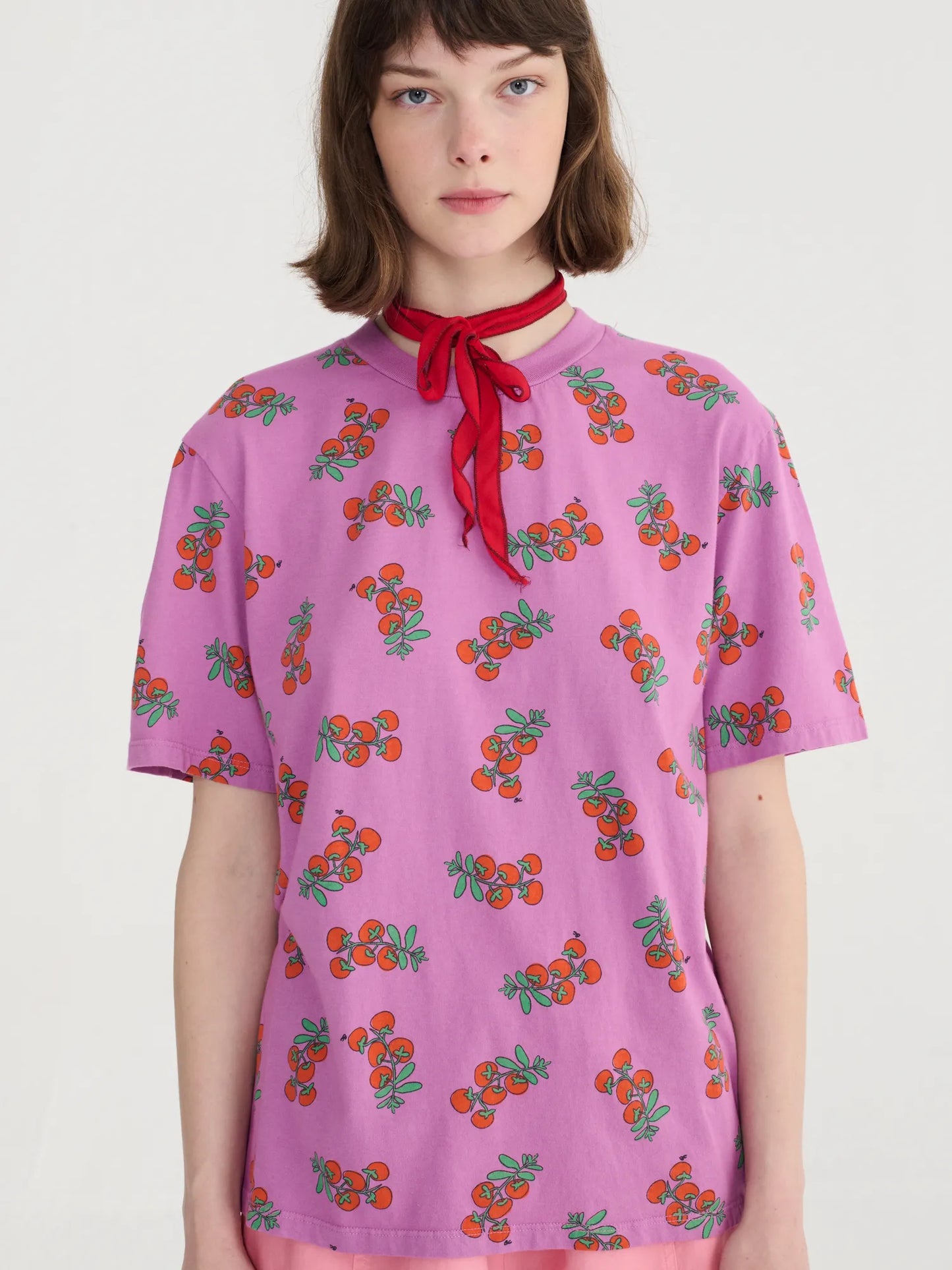 Tomatoes print fitted T-shirt