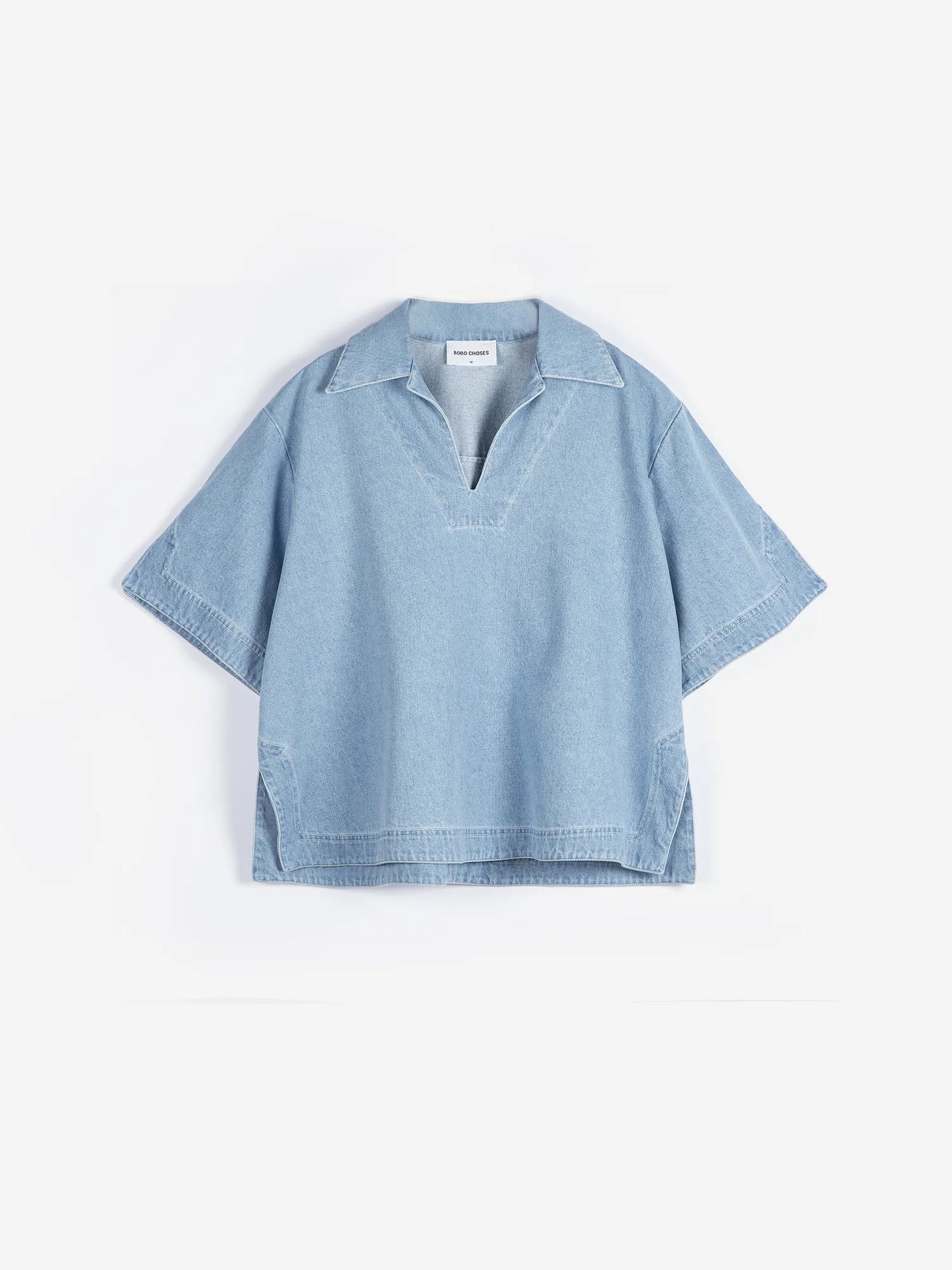 Relaxed denim polo shirt