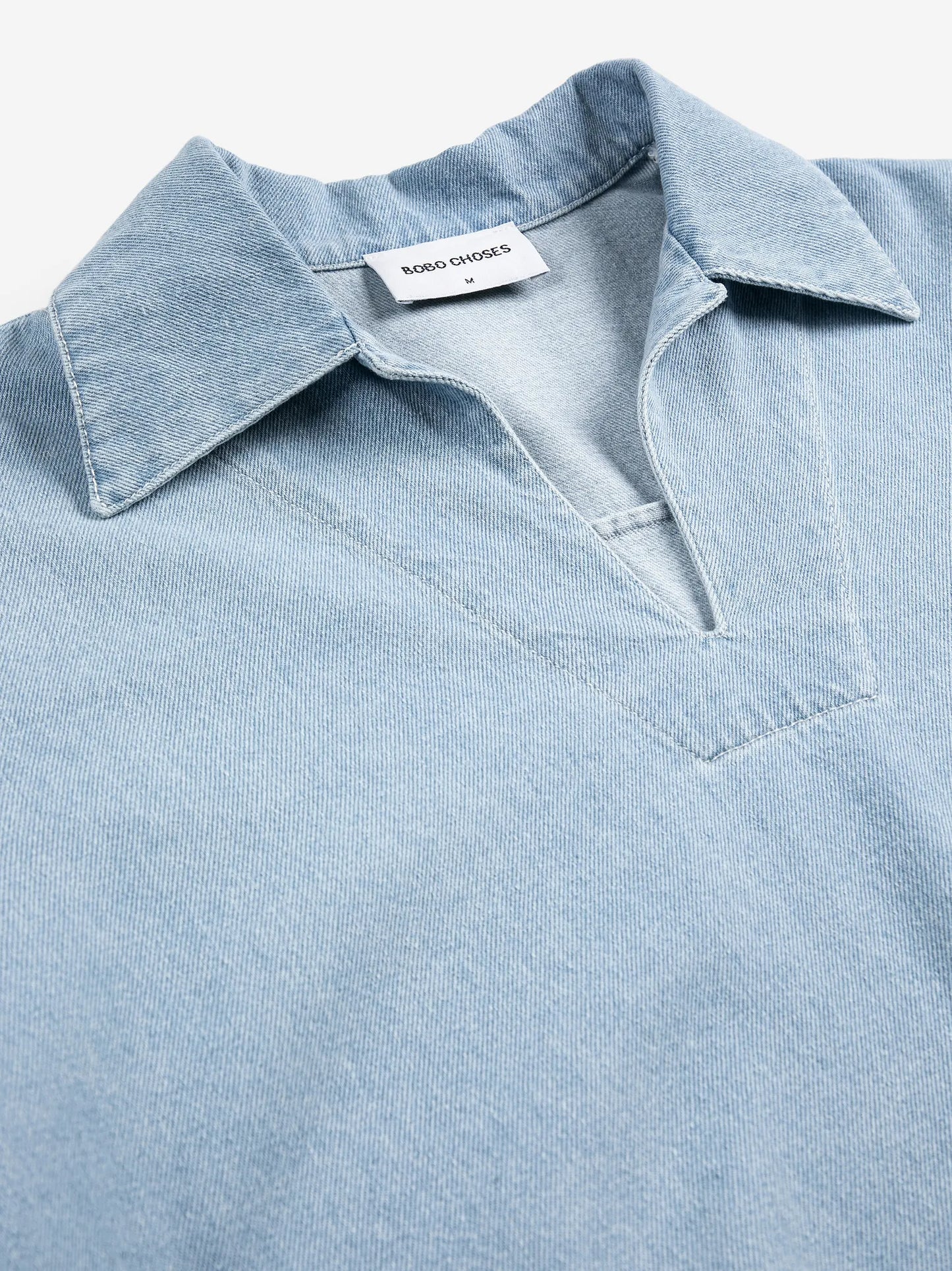 Relaxed denim polo shirt
