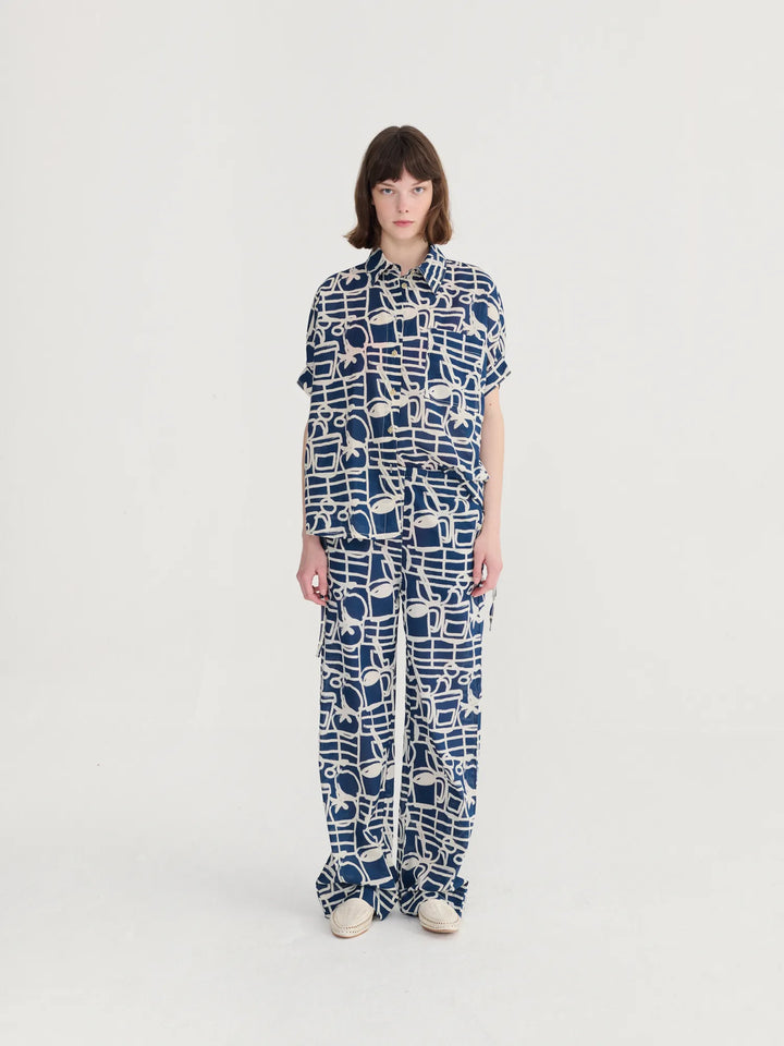 Cookery Festival pattern oversize shirt
