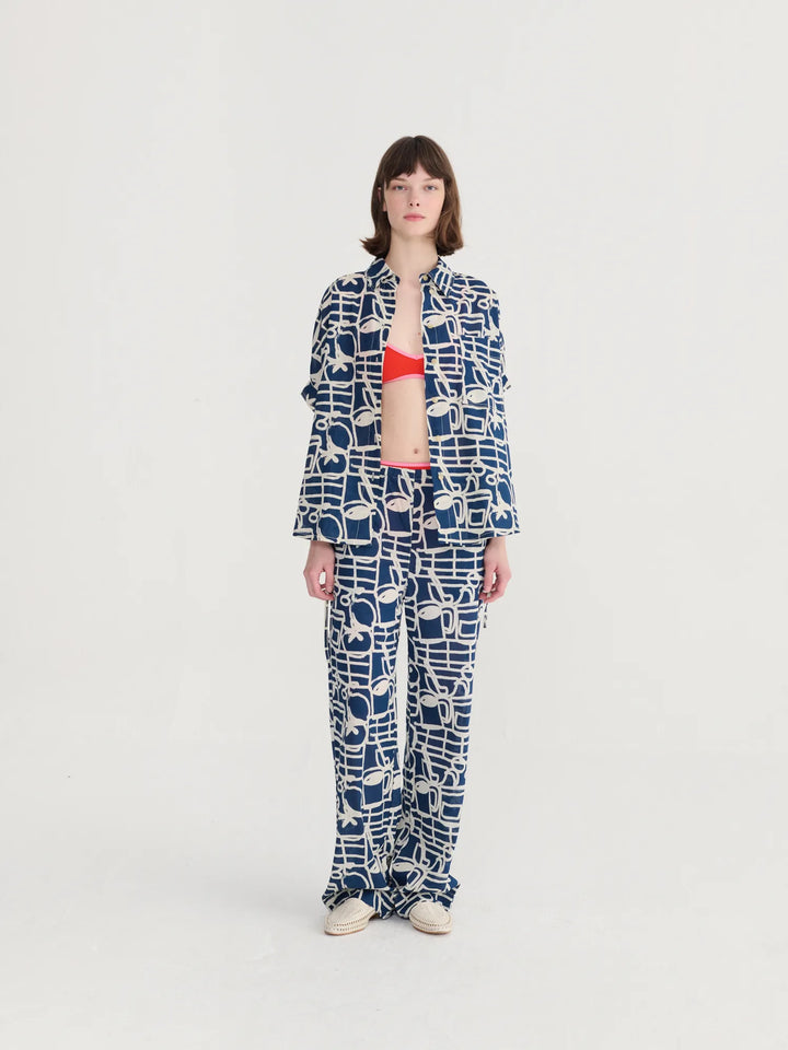 Cookery Festival pattern oversize shirt