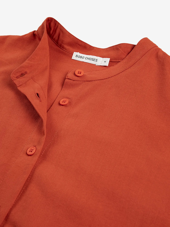 Contrast-trim puff sleeve shirt