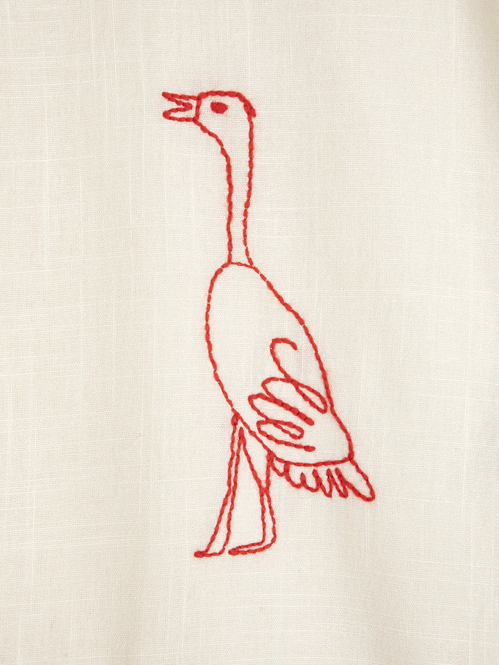 Embroidery tied blouse