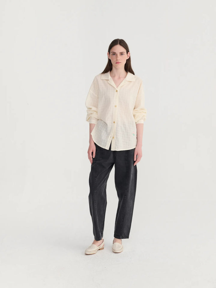 Organic cotton square collar blouse