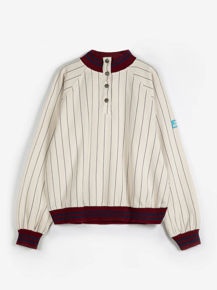 Striped high neck relaxed sweatshirt
