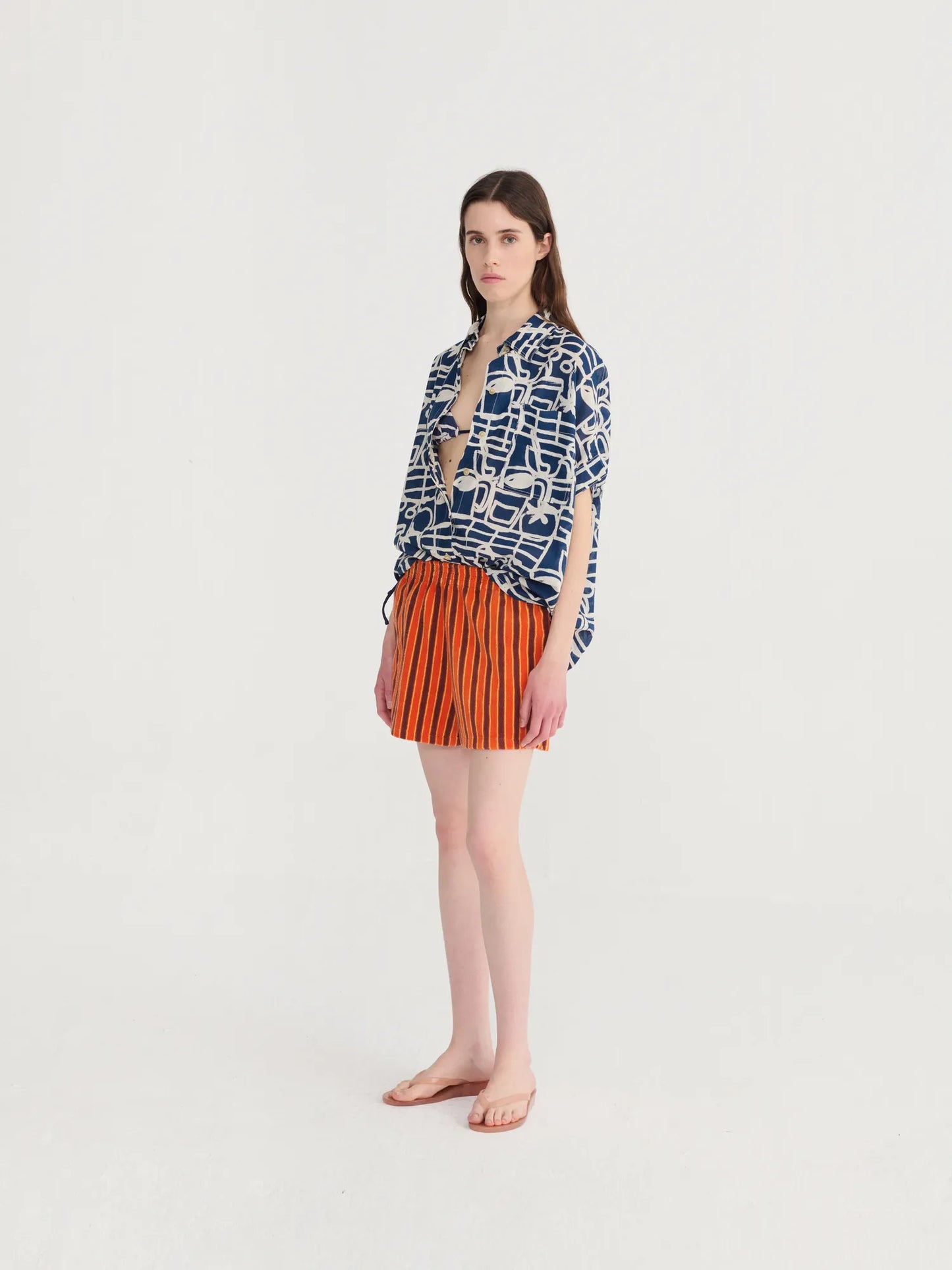 Striped terry shorts