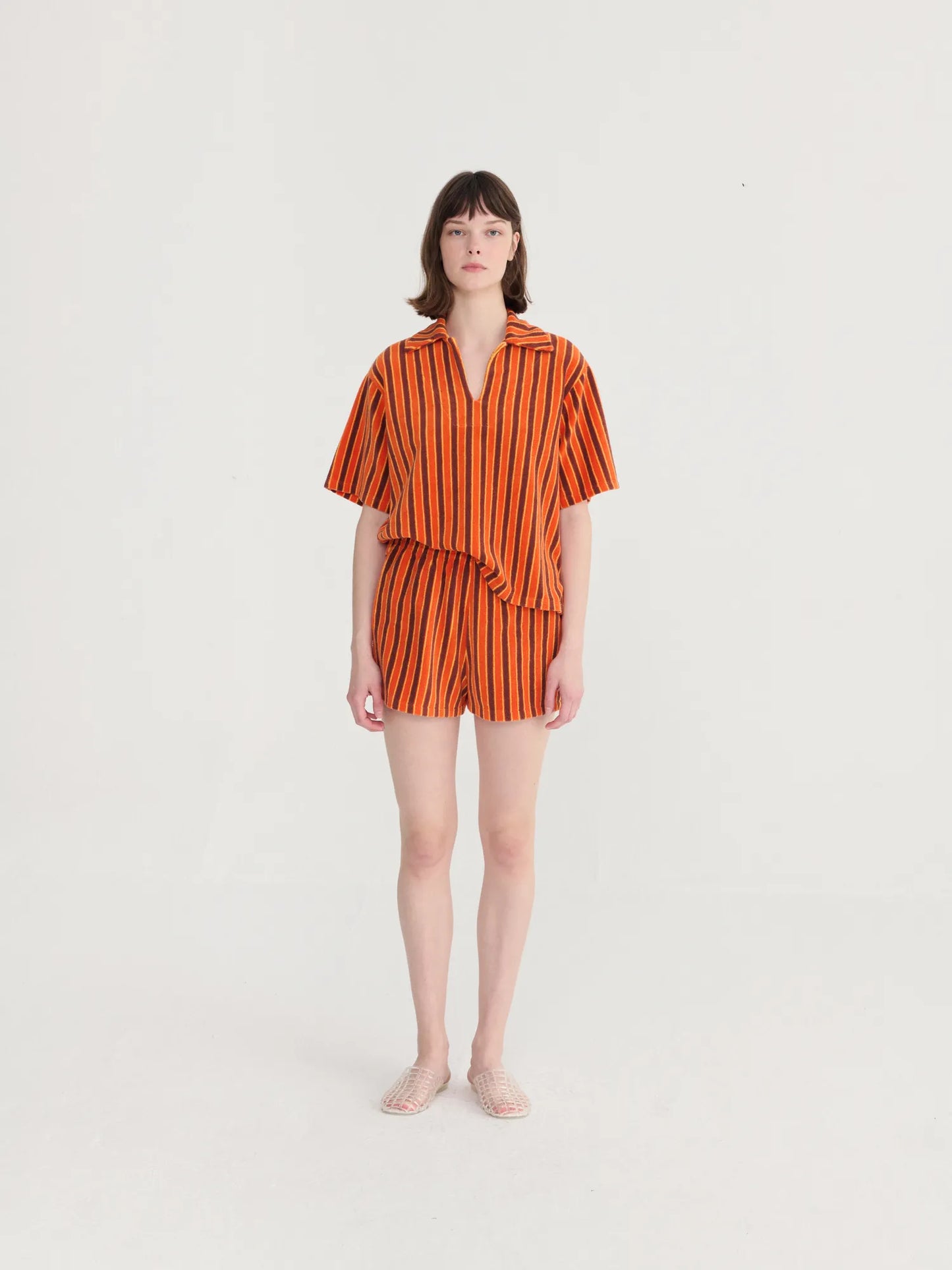 Striped terry shorts