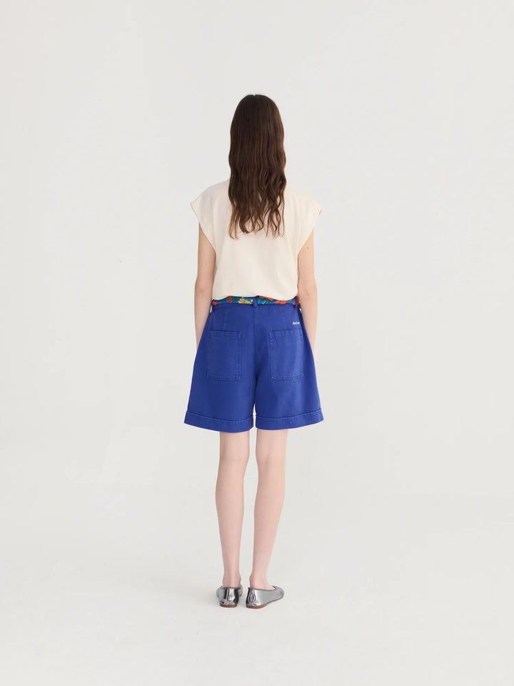 Pleated twill bermudas