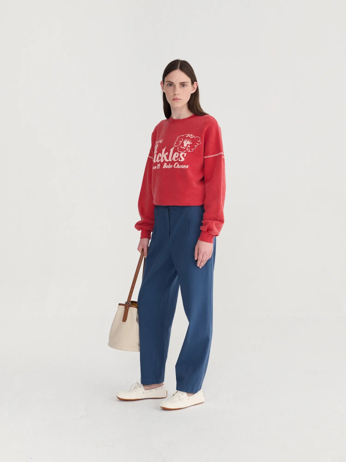 Pleated straight leg trousers