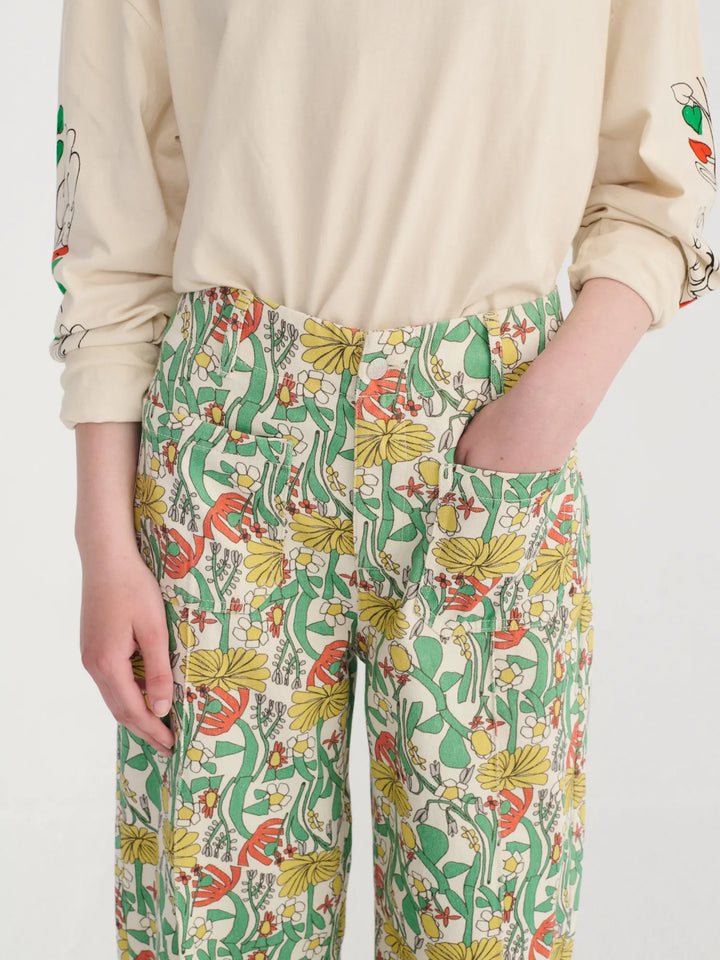 Color Herbalists pattern twill cropped pants