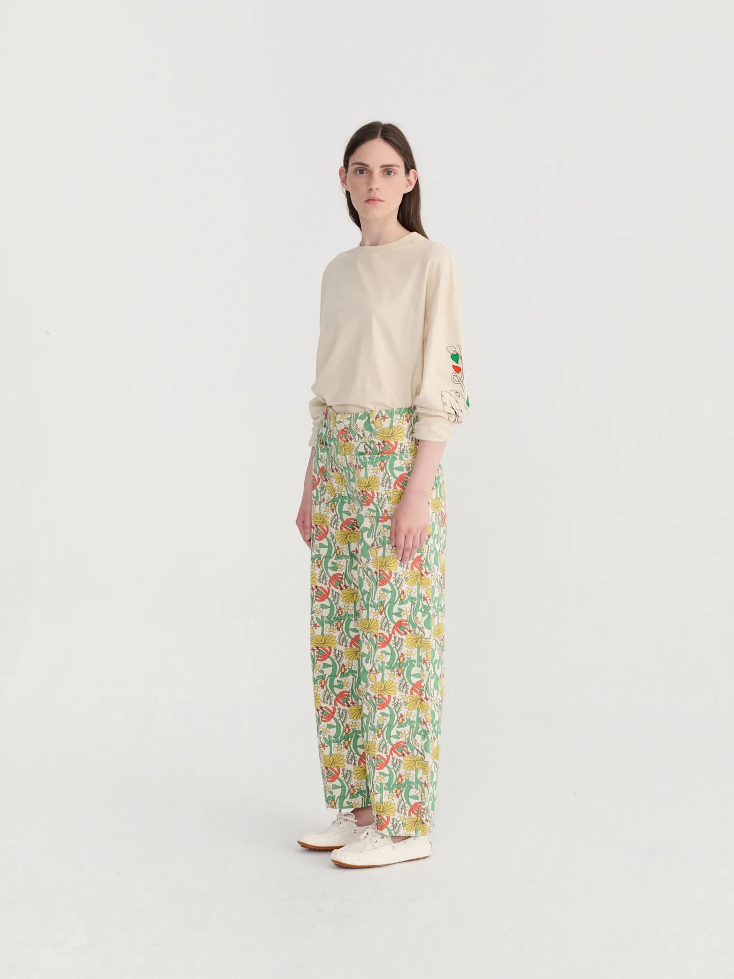 Color Herbalists pattern twill cropped pants
